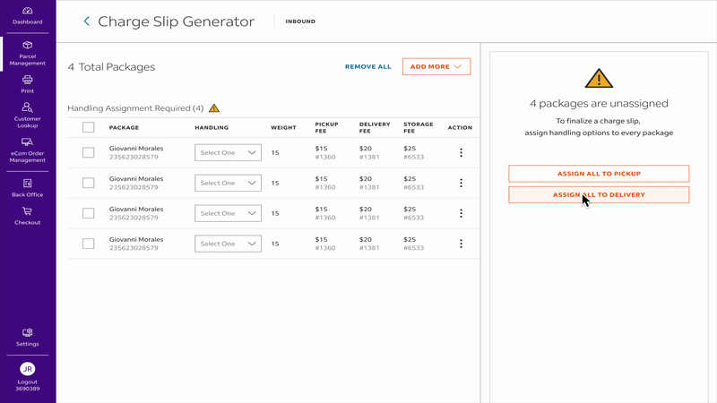 Charge slip generator — digital fee assignment in action