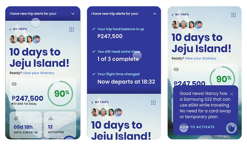Refined mobile concepts for My Travel dashboard and trip planning